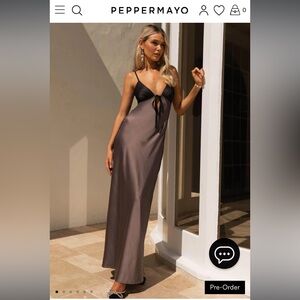 Peppermayo Exclusive - Flora Satin Maxi Dress - Steel Me Away